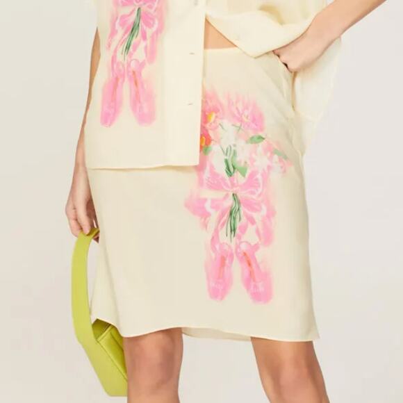 Sandy Liang Pink Half Slip Mini Skirt XS Coquette Retro Ballerina Designer $375 - Picture 1 of 10